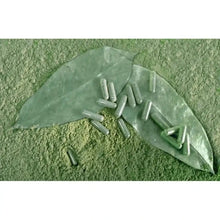 Charger l'image dans la galerie, Capsules de corossol sur des feuilles, disposées sur une surface poudreuse verte.