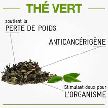 Charger l'image dans la galerie, L'image indique Les bienfaits du Thé vert organique (Camellia sinensis) par Herbal D-tox,
parte de poids anticancer,stimule l'organisme
