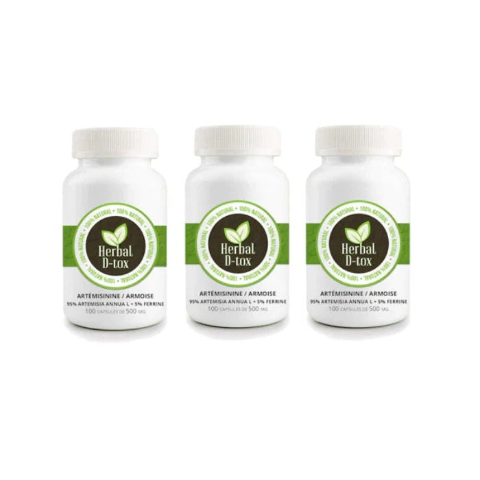 3 boites de 100 capsules d'artemisinine de marque Herbal D-tox