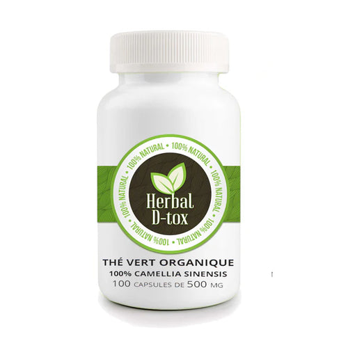 Thé vert organique (Camellia sinensis) - Boite de 100 capsules de 500mg 