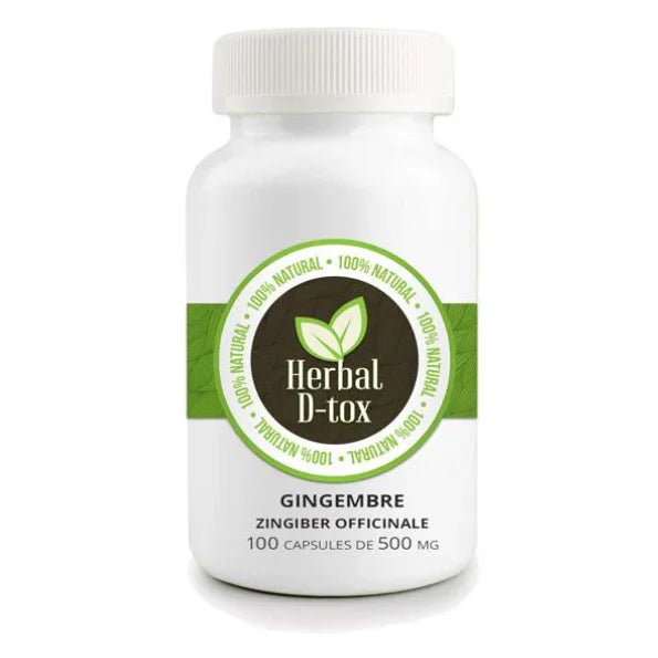 Zingiber Officinale (Gingembre) - Boite de 100 capsules de 500mg - Herbal D-tox 